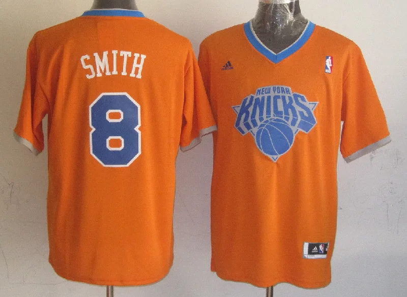 Basketball Jersey Loose Fit-Knicks 8 Smith Orange Christmas Edition Basketball Jerseys