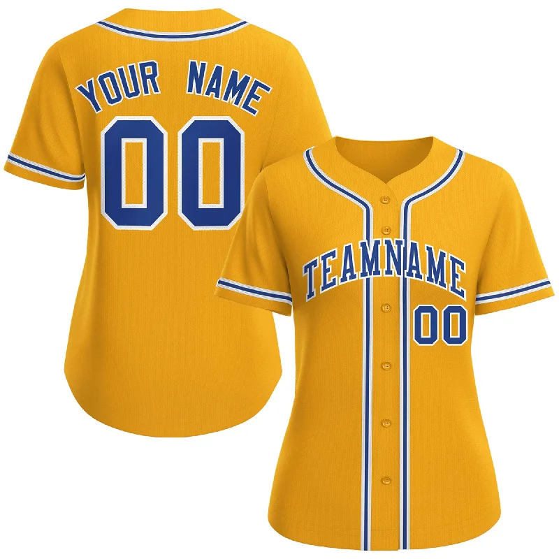 Baseball Jersey Multi-Color-Custom Gold Royal-White Classic Style Baseball Jersey For Women