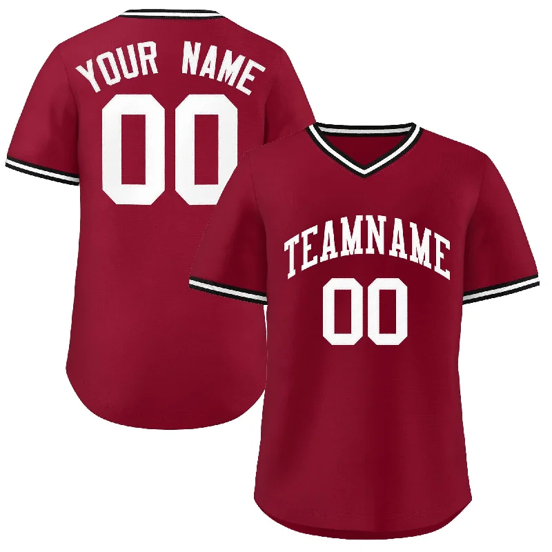 Baseball Jersey Valentine’s Day-Custom Crimson Classic Style Authentic Pullover Baseball Jersey