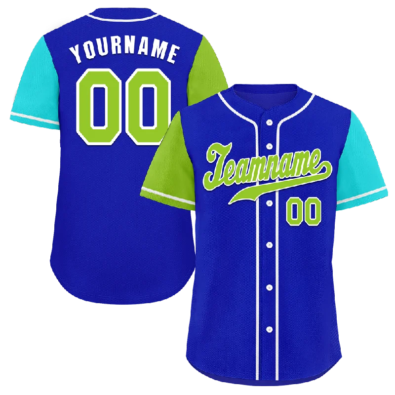 Baseball Jersey Number-Custom Blue Two Tone Green Authentic Baseball Jersey