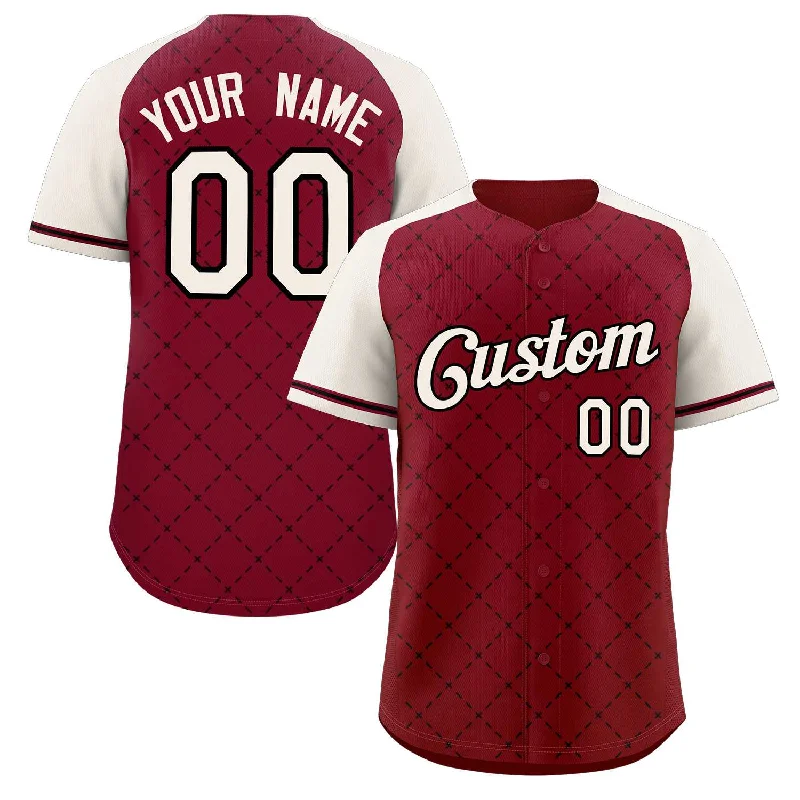 Baseball Jersey Graduation-Custom Crimson Khaki-Black Rhombus Authentic Baseball Jersey