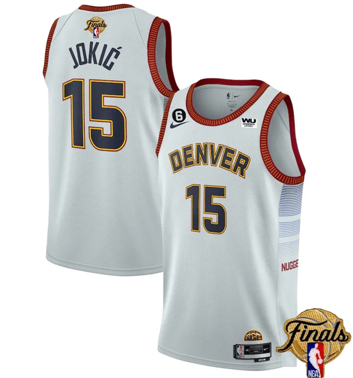 Basketball Jersey Ethical Fashion-Men's Denver Nuggets #15 Nikola Jokic White 2023 Finals Icon Edition With NO.6 Patch Stitched Basketball Basketball Jersey