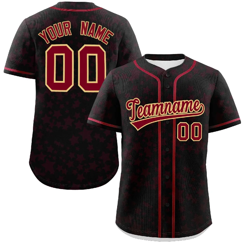 Baseball Jersey Jogging-Custom Black Crimson Personalized Star Graffiti Pattern Authentic Baseball Jersey