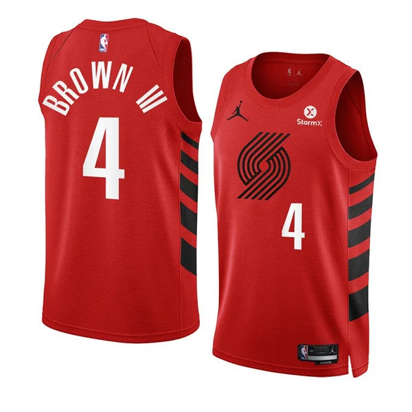 Basketball Jersey USA Flag-Men's Portland Trail Blazers #4 Greg Brown III 2022/23 Red Statement Edition Swingman Stitched Basketball Basketball Jersey