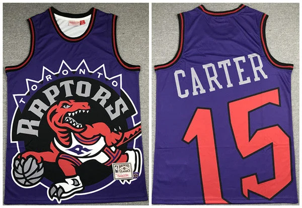 Basketball Jersey Sports-Men's Toronto Raptors #15 Vince Carter Purple Big Face Stitched Basketball Jersey