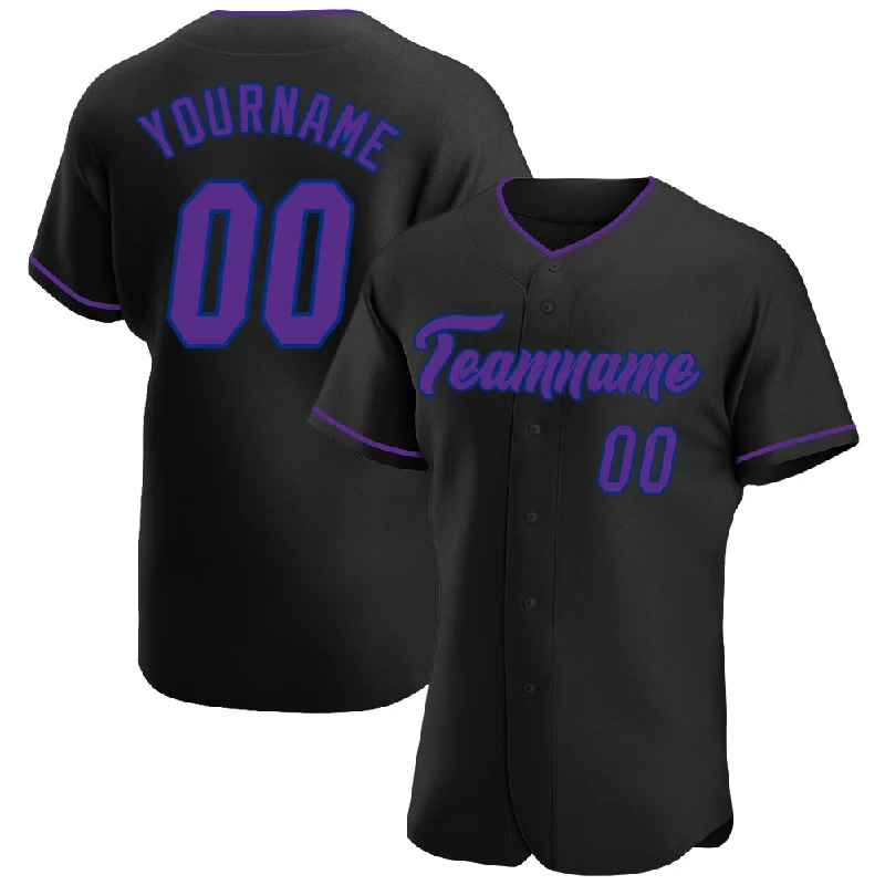 Baseball Jersey Classic Fit-Custom Black Purple-Royal Authentic Baseball Jersey