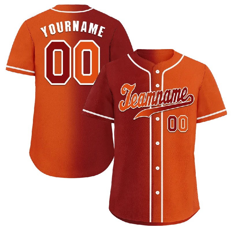 Baseball Jersey Lounge-Custom Black Orange Gradient Fashion Orange Authentic Baseball Jersey