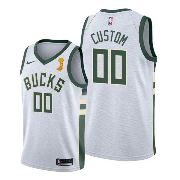 Basketball Jersey Collector’s Item-Men's Milwaukee Bucks Active Player Custom 2021 White Finals Champions City Edition Stitched Basketball Basketball Jersey