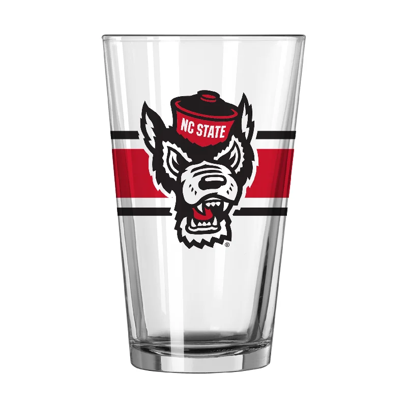 Team Mug Glass-NC State 16oz Stripe Pint Glass