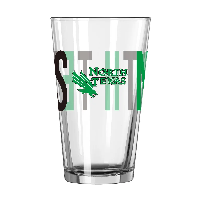 Team Mug Checkered-North Texas 16oz Overtime Pint Glass