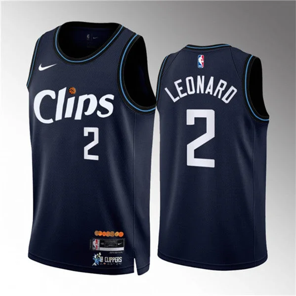 Basketball Jersey Collector’s Item-Men's Los Angeles Clippers #2 Kawhi Leonard Navy 2023/24 City Edition Stitched Basketball Jersey