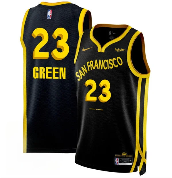 Basketball Jersey Plaid-Men's Golden State Warriors #23 Draymond Green Black 2023/24 City Edition Stitched Basketball Basketball Jersey