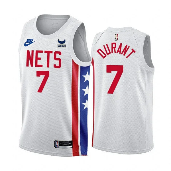 Basketball Jersey Stylish-Men's Brooklyn Nets #7 Kevin Durant 2022/23 White With Patch Classic Edition Stitched Basketball Basketball Jersey