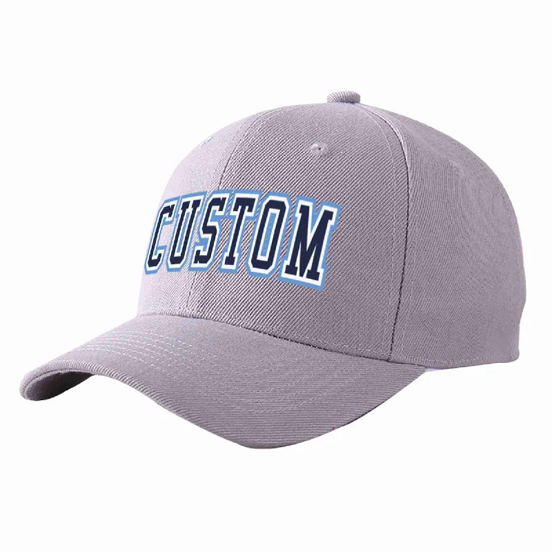 Baseball Cap Structured-Custom Gray Navy-White Curved Eaves Sport Baseball Cap Design for Men/Women/Youth