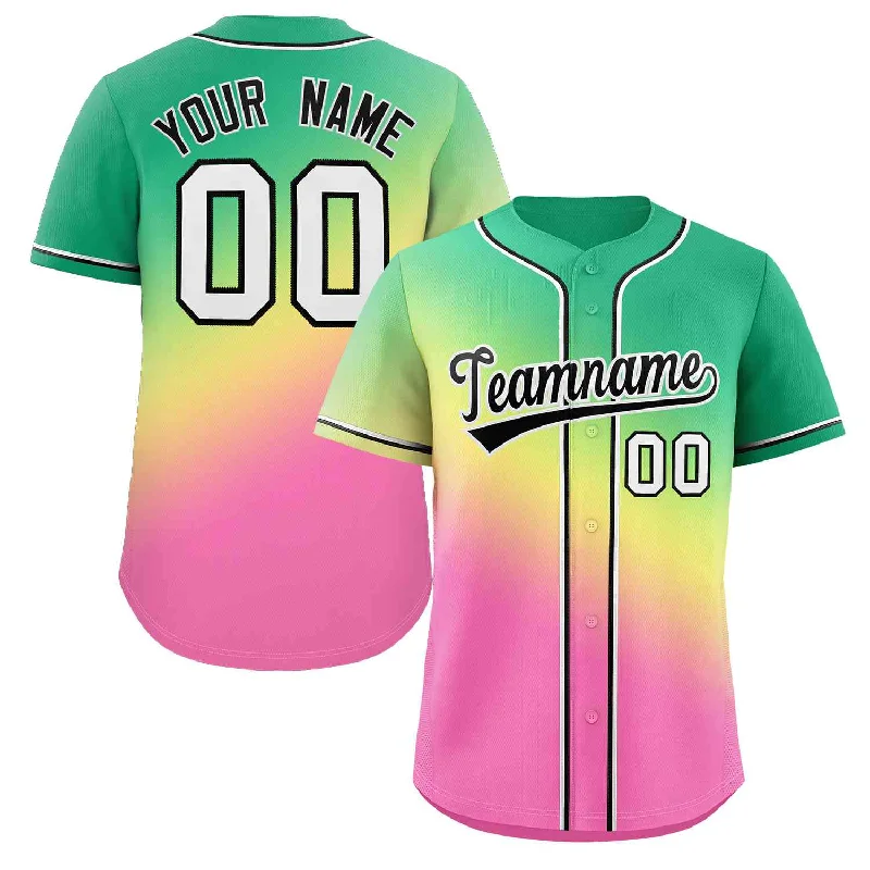 Baseball Jersey Outdoor-Custom Kelly Green Yellow Black-White Gradient Fashion Authentic Baseball Jersey