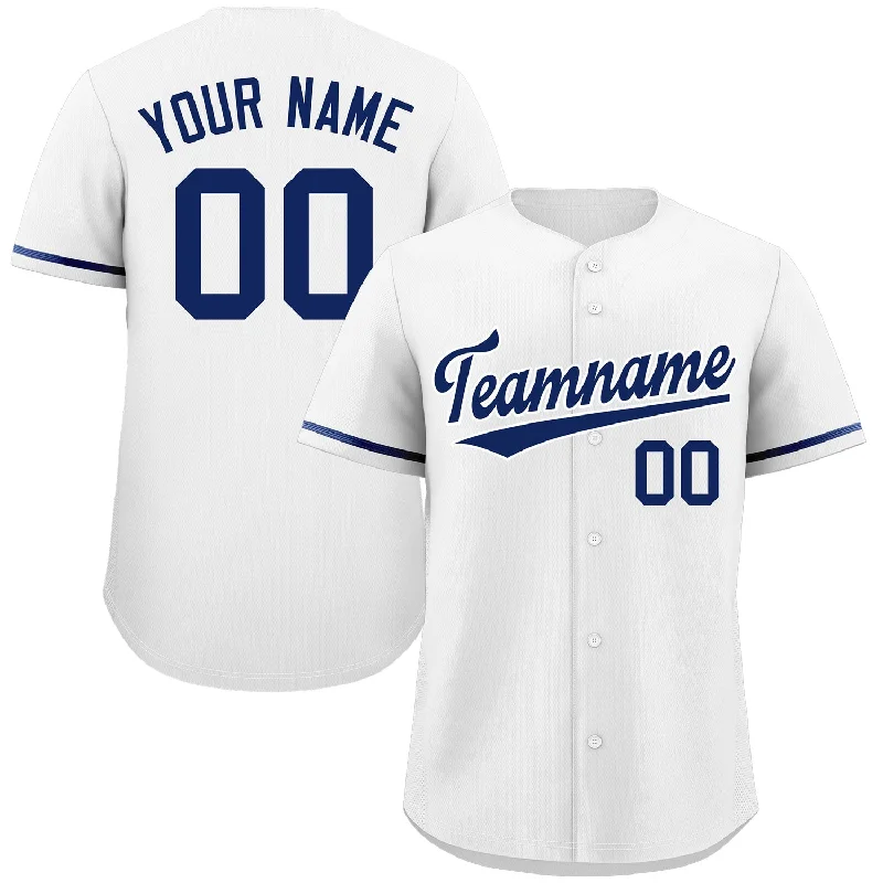 Baseball Jersey Free Shipping-Custom White Royal Classic Style Authentic Baseball Jersey