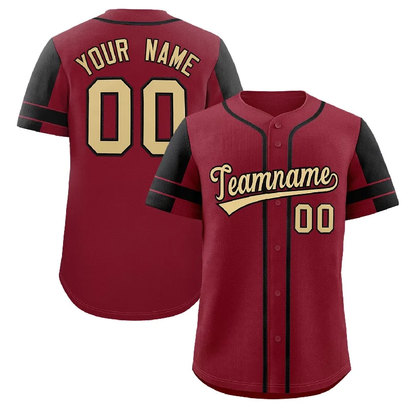 Baseball Jersey TV Show-Custom Crimson Black Personalized Raglan Sleeves Authentic Baseball Jersey