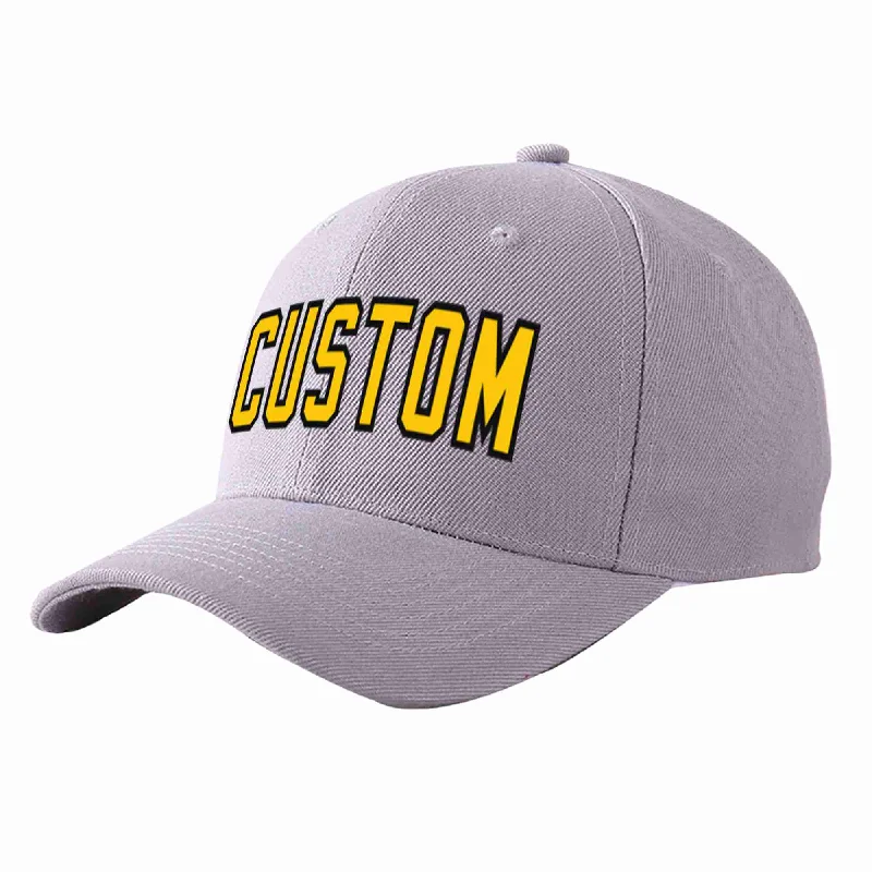 Baseball Cap State Pride-Custom Gray Gold-Black Curved Eaves Sport Baseball Cap Design for Men/Women/Youth