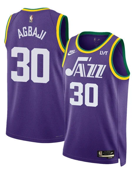 Basketball Jersey Youth-Men's Utah Jazz #30 Ochai Agbaji Purple 2023 Classic Edition Stitched Basketball Basketball Jersey