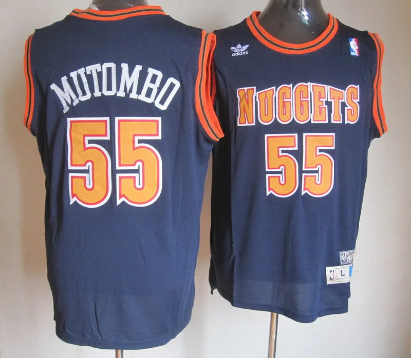 Basketball Jersey Classic Fit-Nuggets 55 Mutombo Blue Throwback Basketball Jerseys