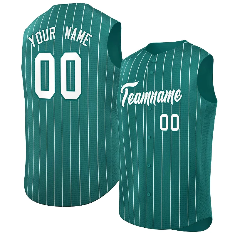 Baseball Jersey Free Shipping-Custom Aqua White-Aqua Sleeveless Stripe Fashion Baseball Jersey