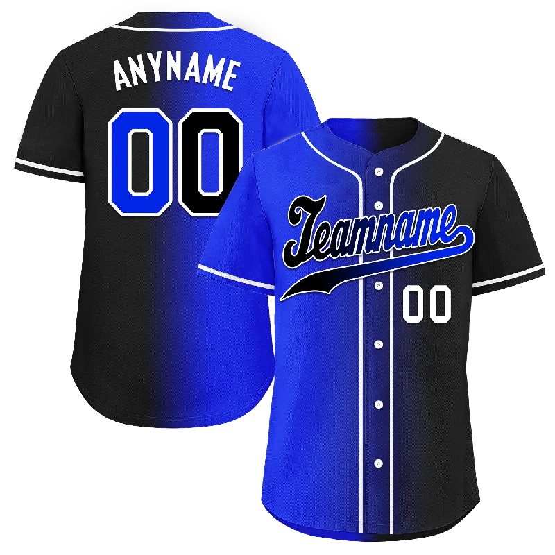 Baseball Jersey Sun Protection-Custom Blue Black Gradient Fashion Personalized Authentic Baseball Jersey BSBJ01-D0a709e