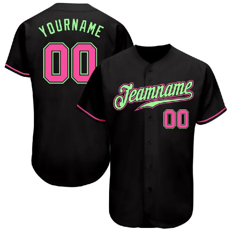 Baseball Jersey Sweatproof-Custom Black Pink-Pea Green Authentic Baseball Jersey