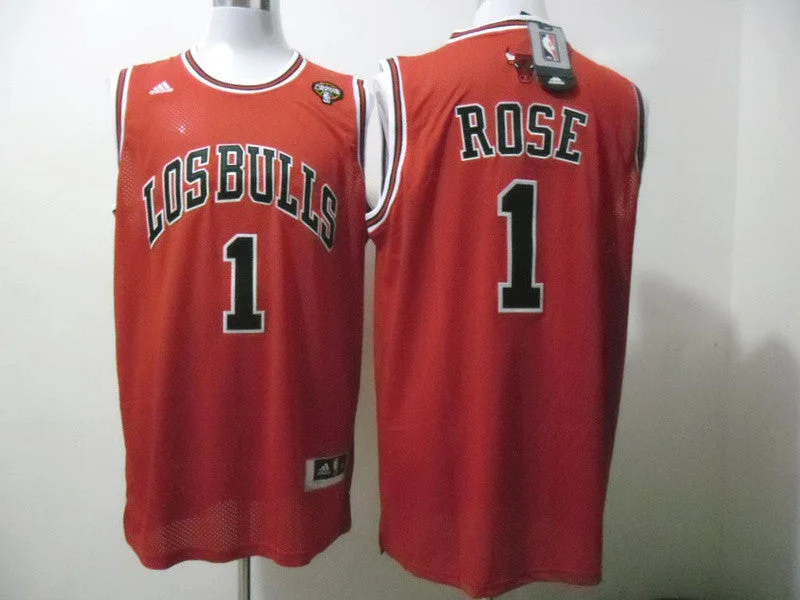 Basketball Jersey Unique-Bulls 1 Rose Red Latina Mesh Basketball Jerseys