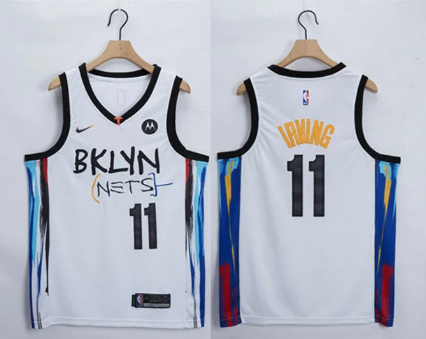 Basketball Jersey Pop Culture-Men's Brooklyn Nets #11 Kyrie Irving White Stitched Basketball Jersey