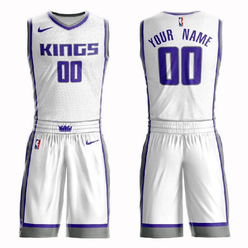 Basketball Jersey Travel-Kings White Men's Customized Swingman Basketball Jersey(With Shorts)