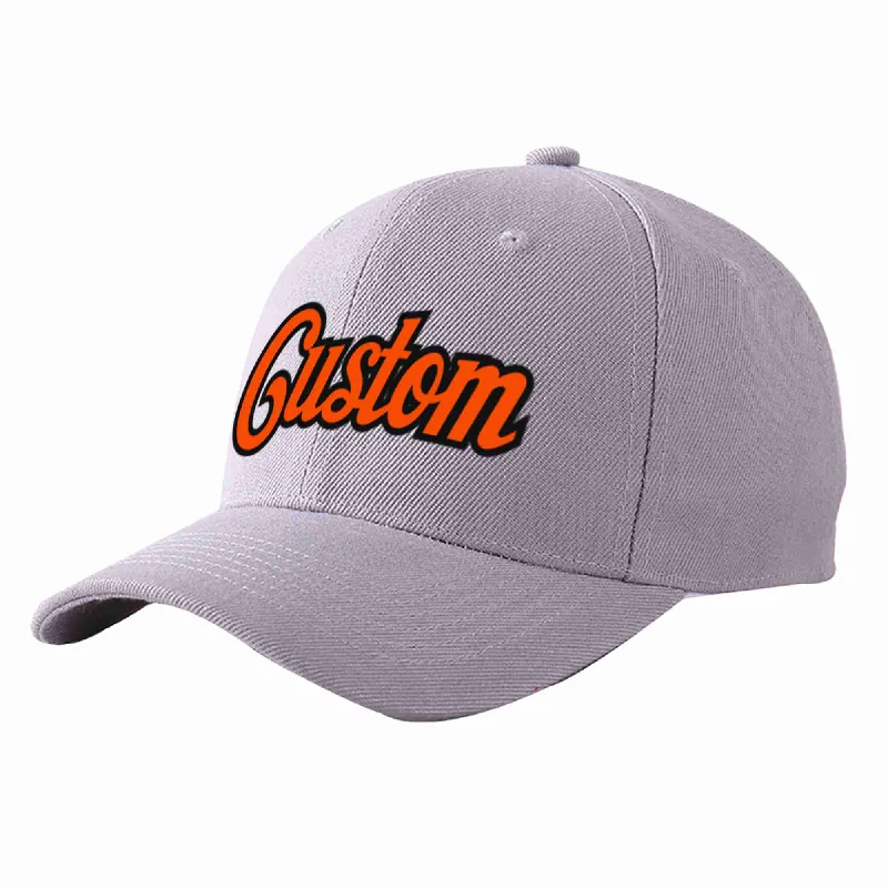 Baseball Cap Political-Custom Gray Orange-Black Curved Eaves Sport Baseball Cap Design for Men/Women/Youth