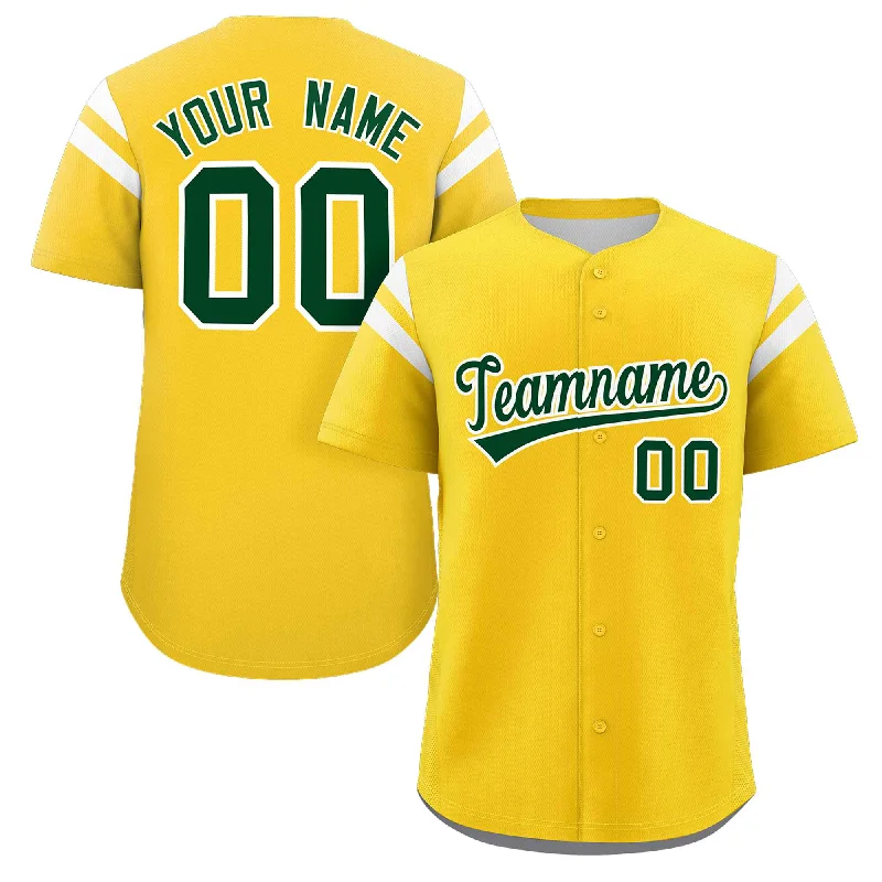 Baseball Jersey Retro-Custom Gold Green-White Classic Style Personalized Full Button Authentic Baseball Jersey