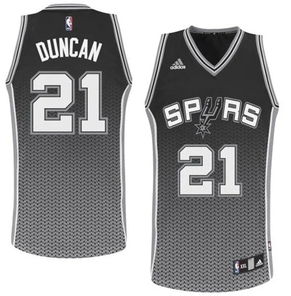 Basketball Jersey Fashion-Spurs 21 Duncan Black Resonate Fashion Swingman Basketball Jersey