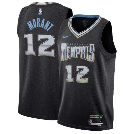 Basketball Jersey Green-Men's Memphis Grizzlies #12 Ja Morant Black 2022/23 City Edition Stitched Basketball Basketball Jersey