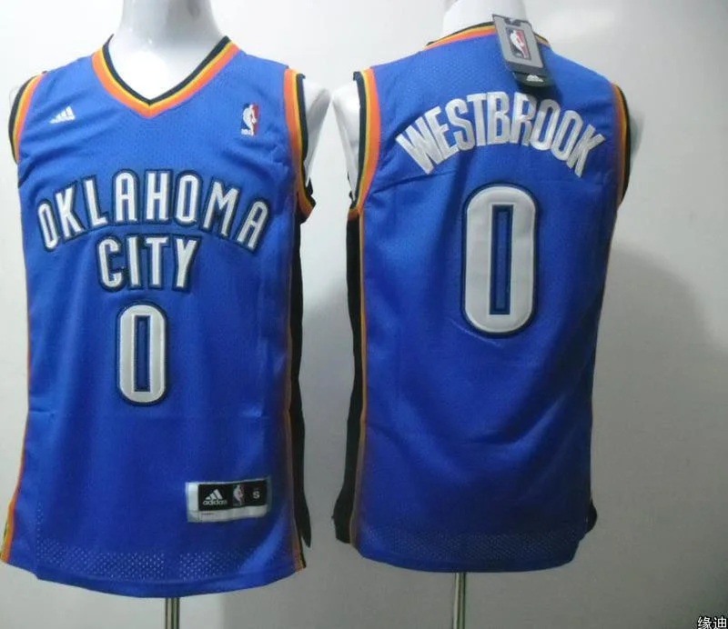 Basketball Jersey Youth-Thunder 0 Westbrook Blue Mesh Basketball Jerseys