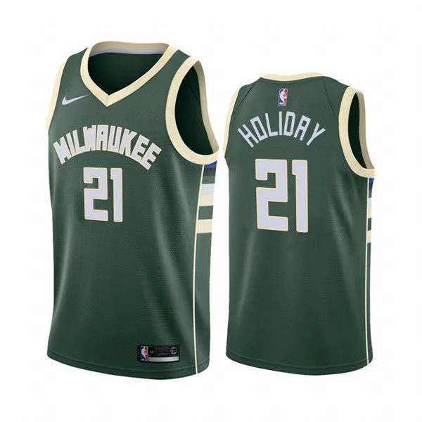 Basketball Jersey Funny-Men's Milwaukee Bucks #21 Jrue Holiday Green Stitched Basketball Jersey