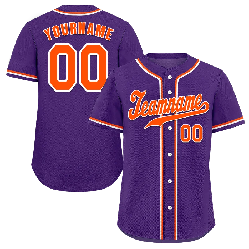 Baseball Jersey White-Custom Purple Classic Style Orange Authentic Baseball Jersey