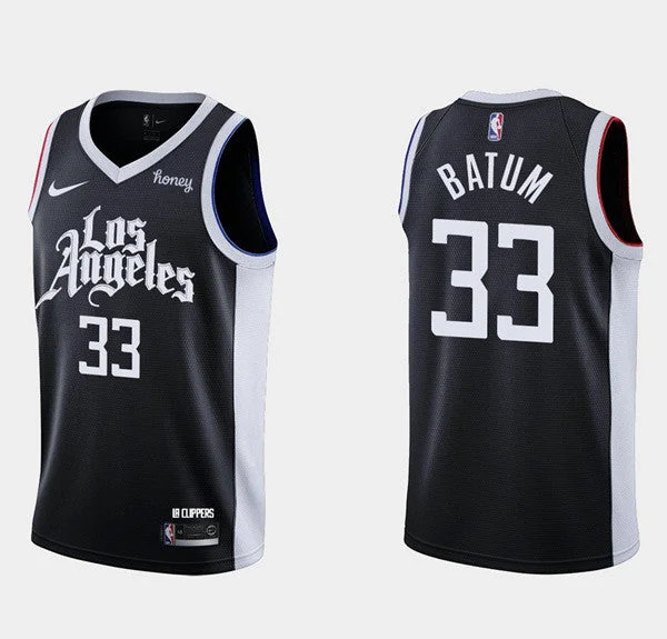 Basketball Jersey Classic-Men's Los Angeles Clippers #33 Nicolas Batum Black City Edition Stitched Basketball Basketball Jersey