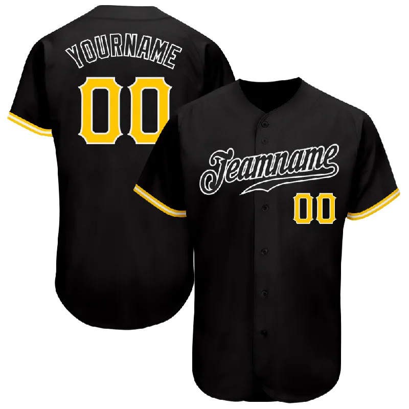 Baseball Jersey Rookie-Custom Black Gold-White Authentic Baseball Jersey