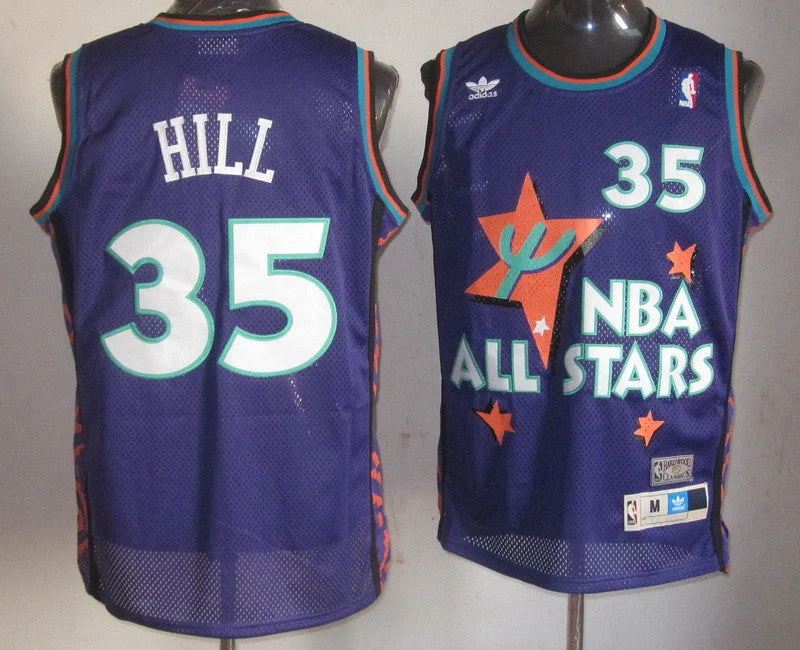 Basketball Jersey College-ALL Star 35 Hill Purple 1995 m&n Basketball Jerseys