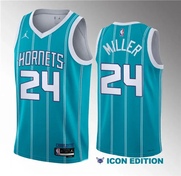 Basketball Jersey Patriotic-Men's Charlotte Hornets #24 Brandon Miller Teal 2023 Draft Icon Edition Stitched Basketball Basketball Jersey