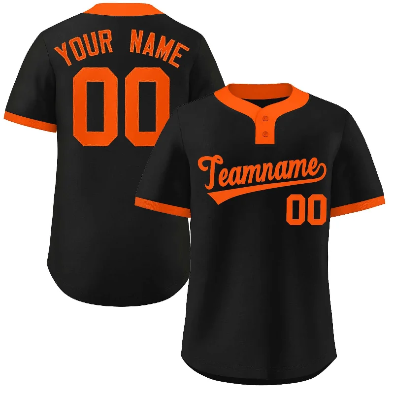 Baseball Jersey Retro-Custom Black Orange Classic Style Authentic Two-Button Baseball Jersey