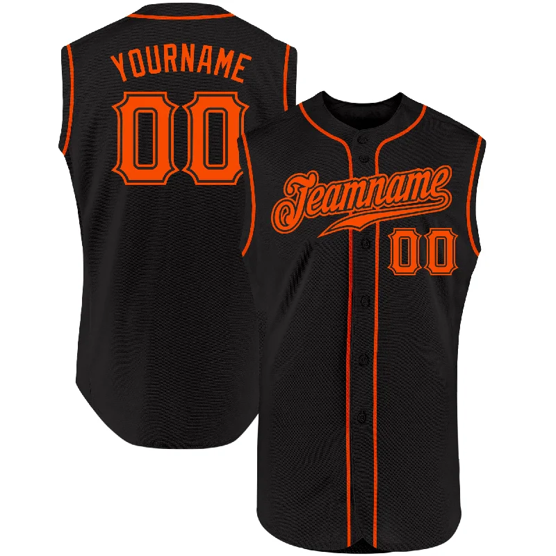 Baseball Jersey Purple-Custom Black Orange Authentic Sleeveless Baseball Jersey