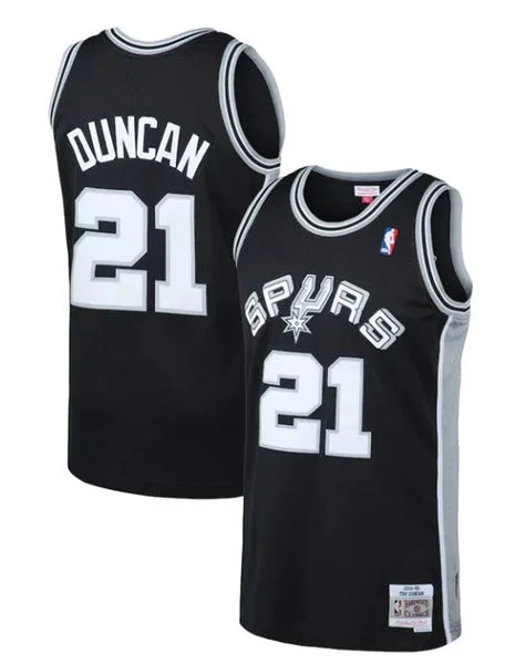 Basketball Jersey Fast Delivery-Men's San Antonio Spurs #21 Tim Duncan Black 1998-99 Throwback basketball Basketball Jersey