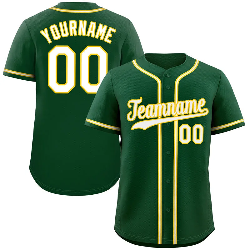 Baseball Jersey Motivational-Custom Green White-Old Gold Classic Style Authentic Baseball Jersey