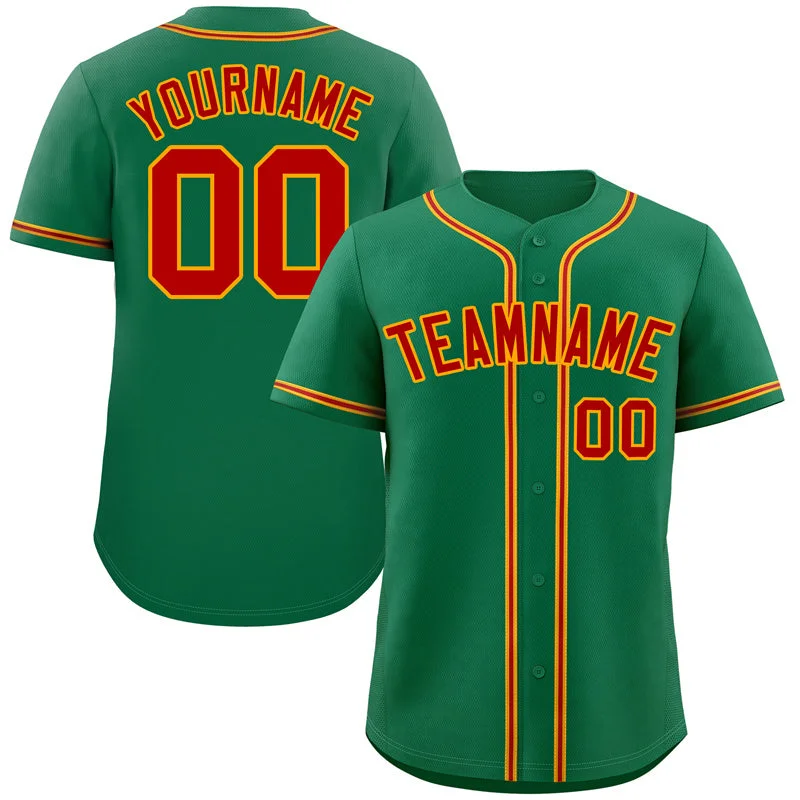 Baseball Jersey Funny-Custom Kelly Green Red-Yellow Classic Style Authentic Baseball Jersey