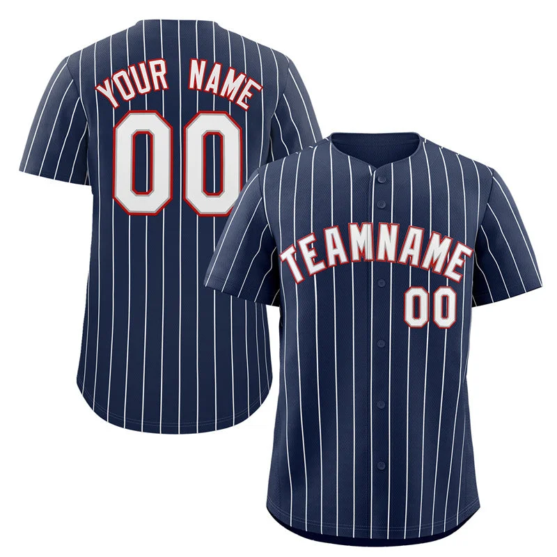 Baseball Jersey Cyber Monday-Custom Navy White-Red Stripe Fashion Authentic Baseball Jersey