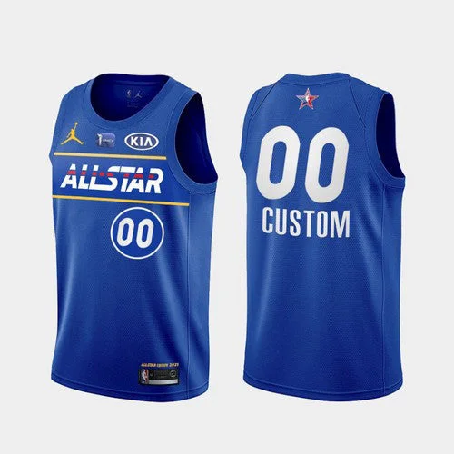 Basketball Jersey Yellow-Men's 2021 All-Star Active Player Custom Blue Eastern Conference Stitched Basketball Jersey