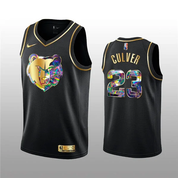 Basketball Jersey Purple-Men's Memphis Grizzlies #23 JJarrett Culver 2021/22 Black Golden Edition 75th Anniversary Diamond Logo Stitched Basketball Basketball Jersey