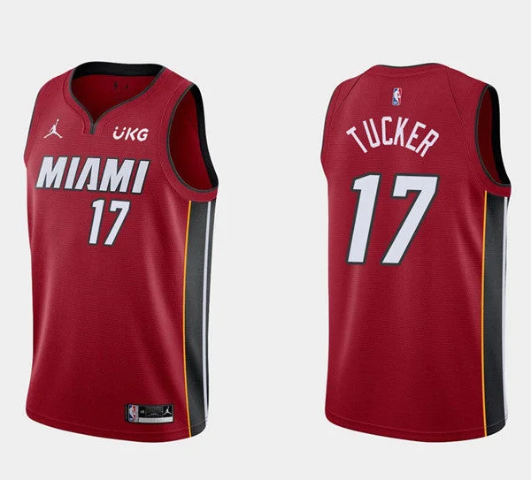 Basketball Jersey Fishing-Men's Miami Heat #17 P.J. Tucker Red Statement Edition Stitched Basketball Basketball Jersey